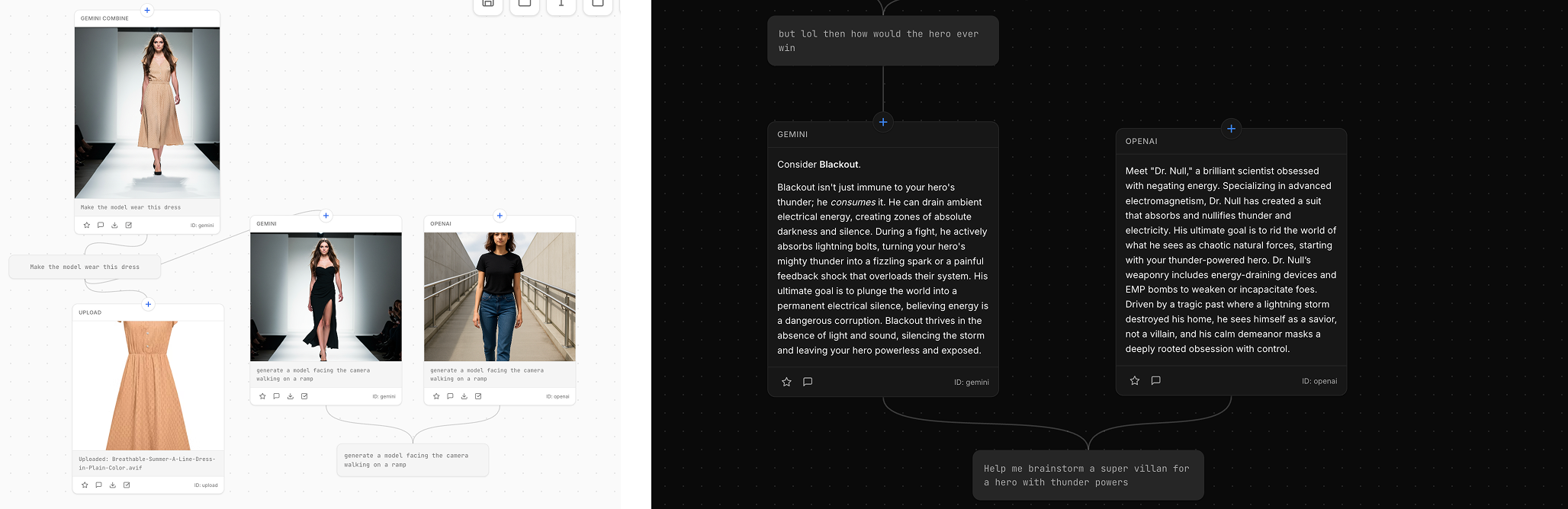 Users trying out the Ooha Branching Canvas, to test and iterate on ideas as they solve their tasks.
